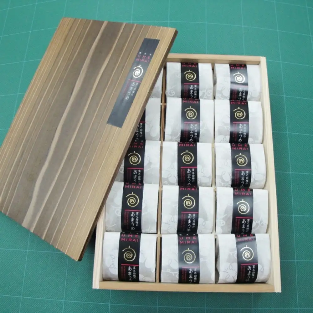 富之助のあまうめ　15個木箱入り / みなべ町 梅 梅スイーツ デザート お菓子 お茶うけ 完熟 紀州南高梅 南高梅 塩分0％ 塩分ゼロ 無塩 贈答 贈り物 ギフト プレゼント 進物【sskn009】