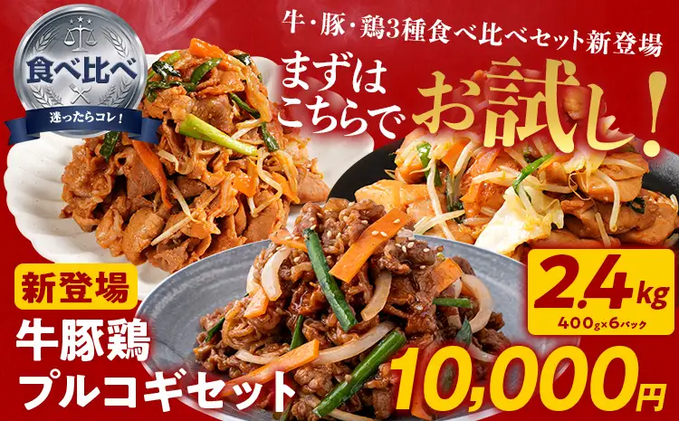 プルコギ 牛豚鶏プルコギセット 2.4kg 最短10日発送 プルコギ 