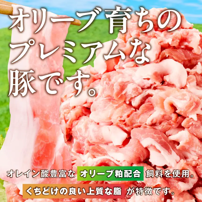 「霧島オリーブ赤豚」こま切れ1.6kg(小分け真空パック)〔AA-J8-001〕_(都城市) 