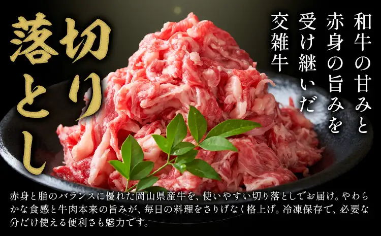 【12ヶ月定期便】岡山県産牛 切り落とし 交雑牛 500g 牛肉