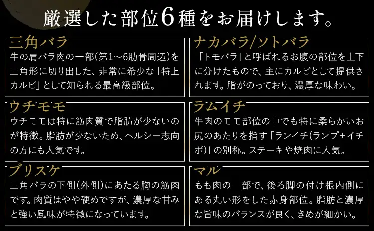 岡山県産牛 牛肉 焼肉用 厚切り 食べ比べ セット 全6種 計500g 