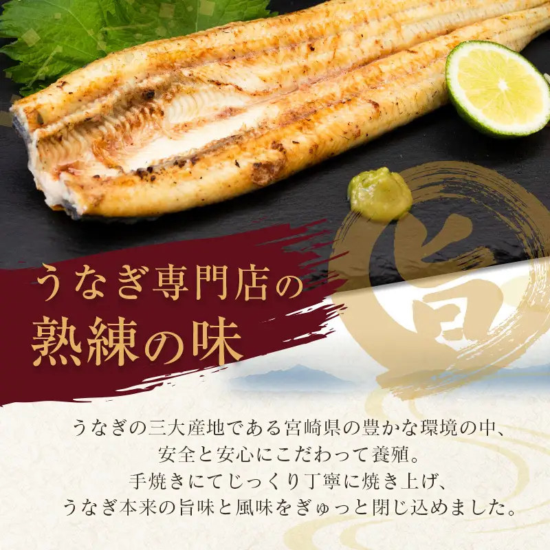 【2週間以内発送】［玄人の一品］うなぎ白焼き 特大2尾（200～250g程度/1尾）計400g以上 宮崎県産鰻 化粧箱入り 蒲焼タレ付（50ml×1本）【C428】