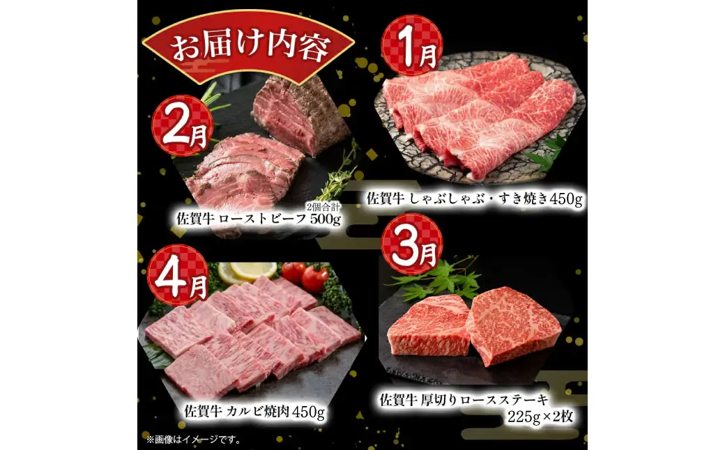 W1x1 佐賀牛 毎月贅沢便 12回コース 定期便 12ヶ月 しゃぶしゃぶ すき焼き ローストビーフ ロースステーキ カルビ焼肉 ハンバーグ モモステーキ ウデブロック ロース カルビ モモ ウデ ステーキ 焼肉 ブロック 国産牛 和牛 ブランド牛 牛肉 肉 高級 人気 おすすめ 佐賀県 太良町 