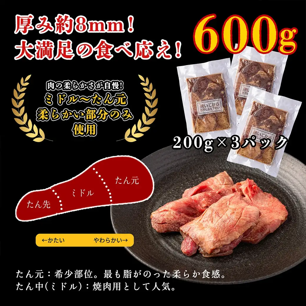 仙台名物　特選厚切り牛たん　600g【職人の塩味】 牛タン　【04209-0252】