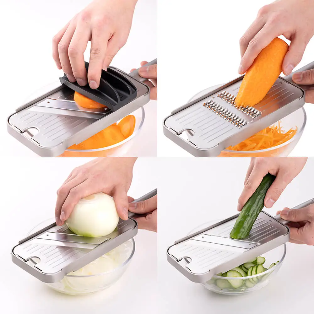 貝印 関孫六 千切り＆スライサー＆指ガード＆本体4点セット 極刃 オールステンレス 