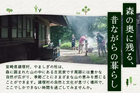 天空のサウナ付き！古民家1泊2日 夕食食材付 6名様プラン｜宿泊券 宿泊チケット 体験 古民家 アウトドア BBQ 自然 登山 観光地応援 諸塚村観光協会 宮崎県 諸塚村 KK-07
