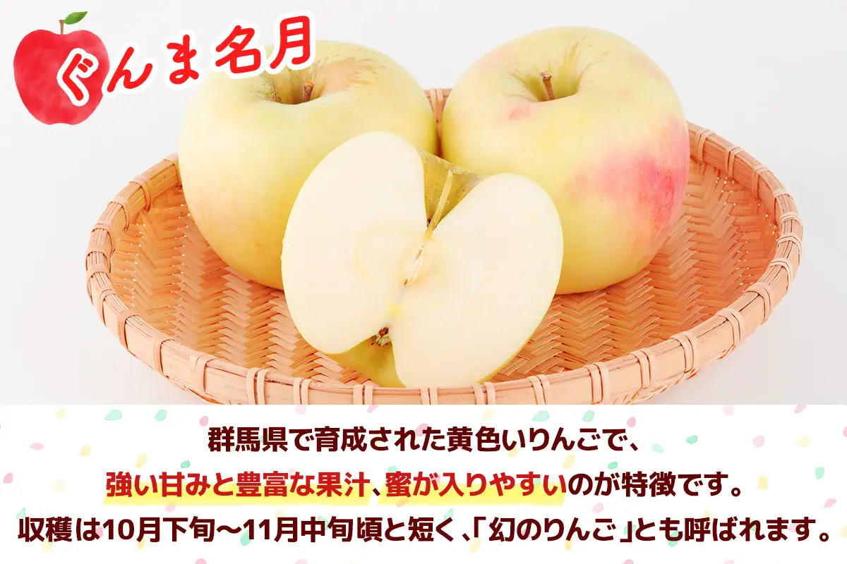 ぐんま名月 6玉(約2kg)＆りんごジュース2本セット 群馬県甘楽町産 [0344]