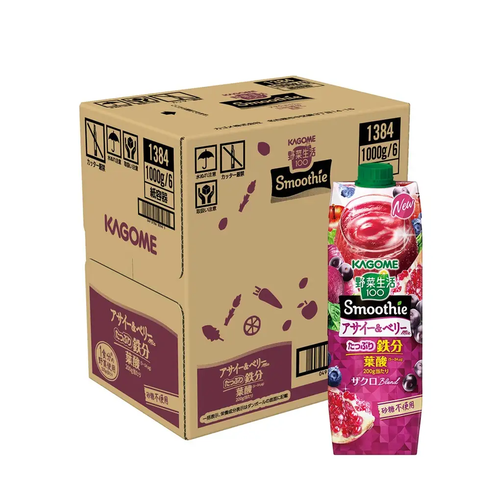 カゴメ 野菜生活100 スムージー アサイー&ベリーミックス 1000g 紙パック 6本入 [h172]