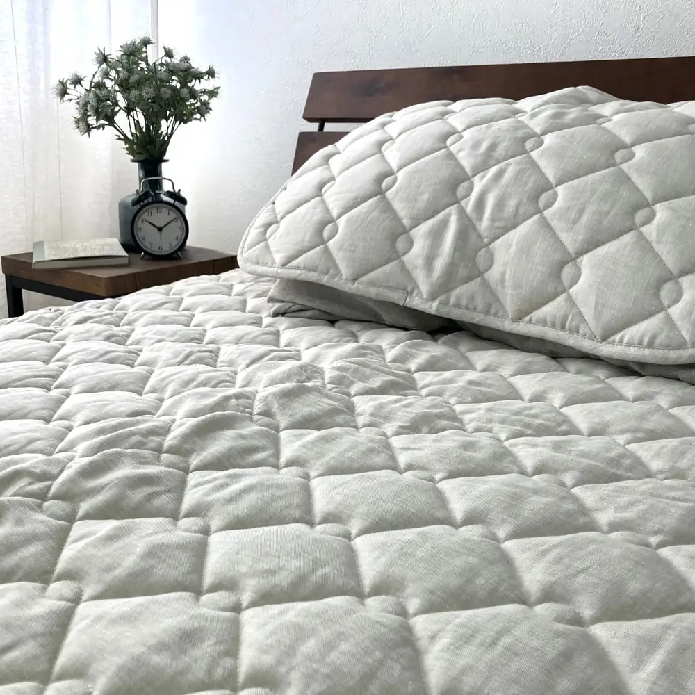 【訳あり 数量限定】フレンチリネン 敷パッド 1枚 【シングル】 100×205cm ベージュ SH-3712PS