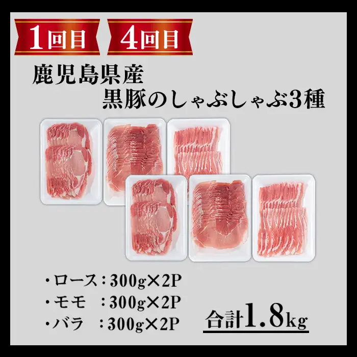 ＜定期便・全6回＞さつま黒豚食べ比べ定期便 (合計10.2kg) 黒豚 豚肉 小分け 【KNOT】 T84