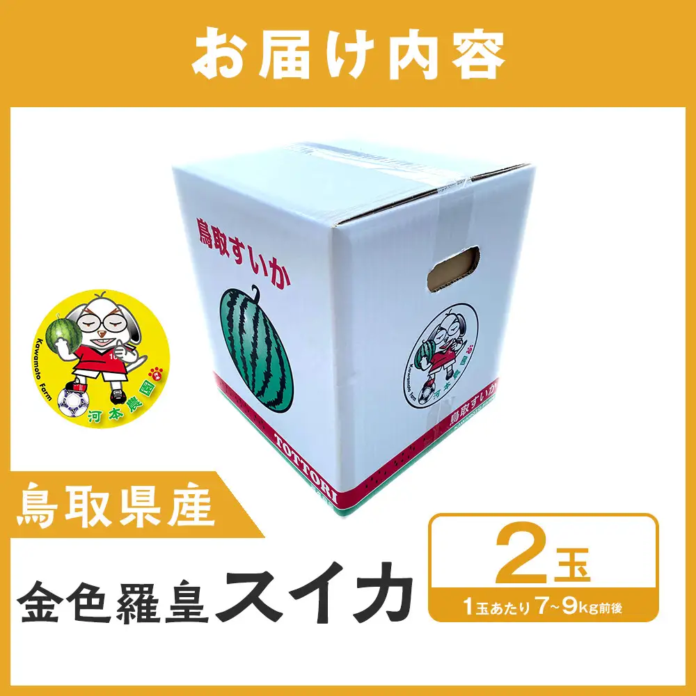 【先行予約】鳥取県北栄町産 金色羅皇スイカ(2玉セット)１玉あたり7-9キロ前後（こちらの返礼品は、大栄西瓜ではありません） スイカ