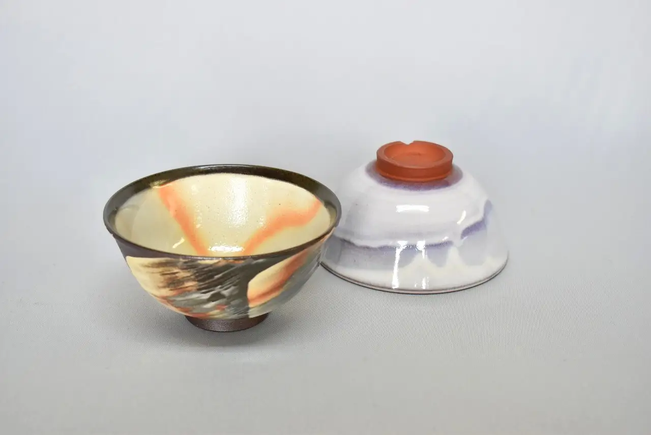 萩焼 ペアごはん茶碗「萩むらさき&御本手」