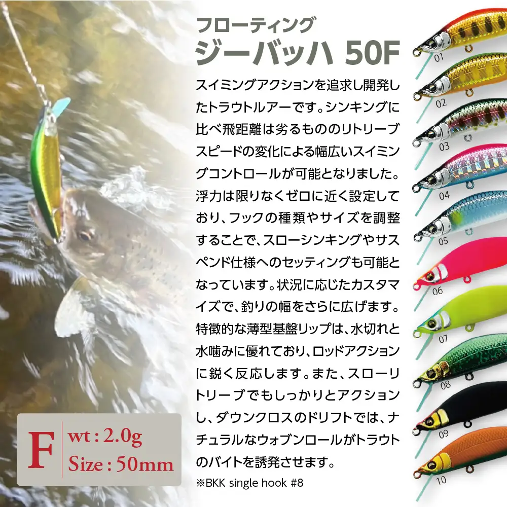 渓流用ミノーZeebach 50F チャートバック　35P7813