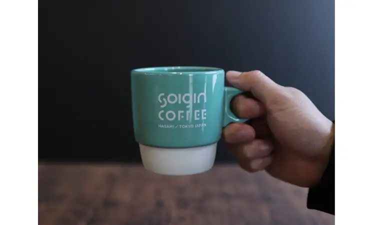 【波佐見焼】SOIGIN COFFEE　ロゴ入りスタッキングマグカップ（グリーン）