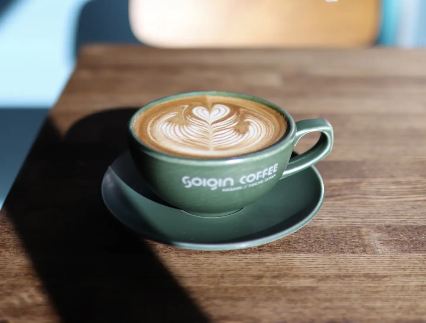 【有田焼】SOIGIN COFFEE　ロゴ入りラテカップ&ソーサーセット（グリーン）