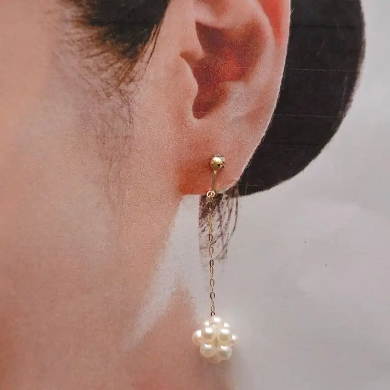 真珠 イヤリング 3.0mm K10 パール アクセサリー ジュエリー ファッション 国産 あこや 冠婚葬祭 慶事 誕生日 結婚式 記念日 お祝い 贈答用 贈り物 ギフト プレゼント 普段使い おしゃれ カジュアル 三重県 伊勢 志摩市 / パールを編む、knitting Pearl きら星イヤリング