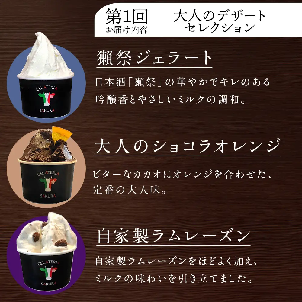 【頒布会4ヵ月】幸せな牛のミルクからできたジェラート パティシエおすすめ6個セット（２）＜㈱SAKURA STYLE＞