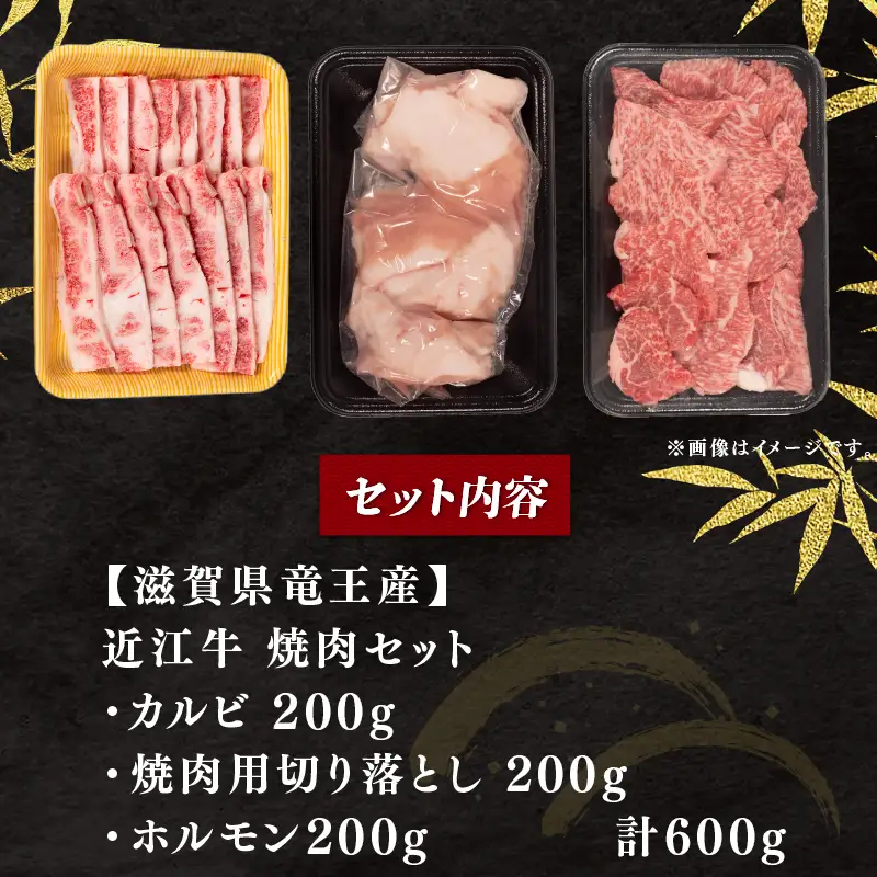 【家計応援】 近江牛 焼肉 セット 計600g 200g×3種 カルビ 切り落とし ホルモン
