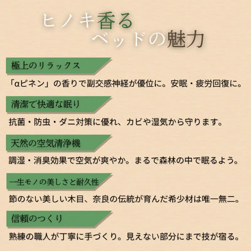 ヒノキ香るベッド　シングルベッド・ヘッドレスタイプ（25cm） cth04