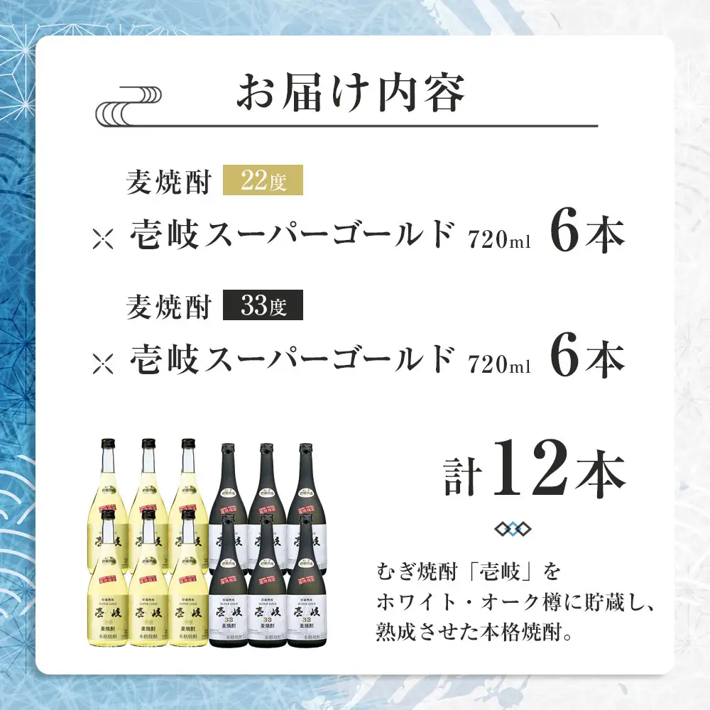 壱岐スーパーゴールド 22度・ 33度 720ml 各6本セット（計12本お届け）