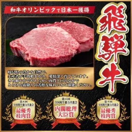 飛騨牛 シャトーブリアン 約400g(約200g×2枚)  黒毛和牛 ステーキ牛肉【配送不可地域：離島】【1733119】