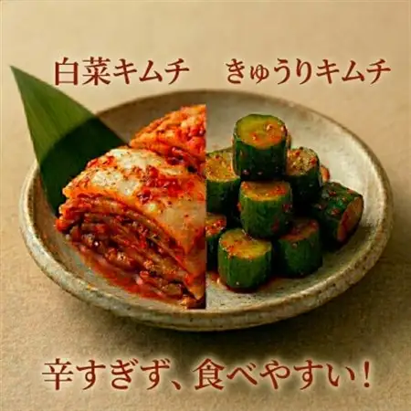 本場韓国の味!4種のキムチ詰め合わせ(白菜・きゅうり・大根・ニラ)各1パック　国産野菜使用!【配送不可地域：離島】【1732233】