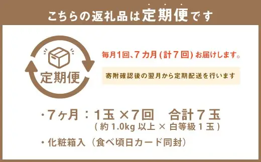 【 7ヶ月 定期便 】 静岡県産 高級 アローマメロン 白等級 約1.0kg 以上 ×1玉 高級 マスクメロン メロン めろん 高級ブランドメロン 高級メロン 果物 くだもの フルーツ 定期便 静岡県 菊川市