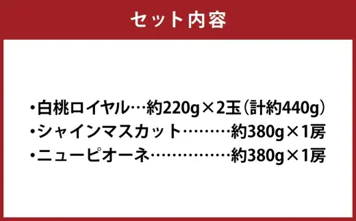 岡山白桃 ＆ 晴王 シャインマスカット ＆ ニューピオーネ セット小 桃 くだもの 果物 フルーツ 果実 もも モモ 白桃 葡萄 ブドウ ぶどう マスカット 【 2026年7月上旬～8月上旬発送予定 】