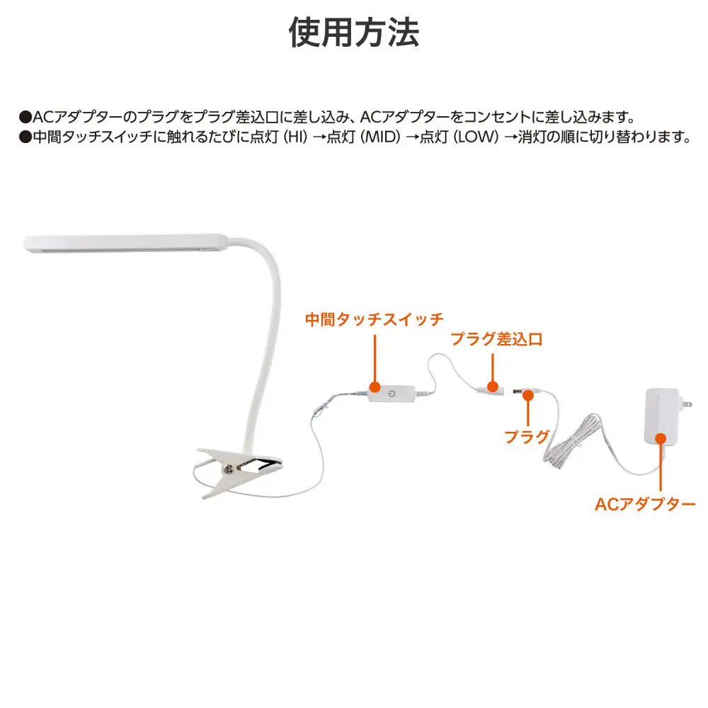 ＬＥＤクリップライト　スティックＷＨ	SPOT-LL301N(WH)