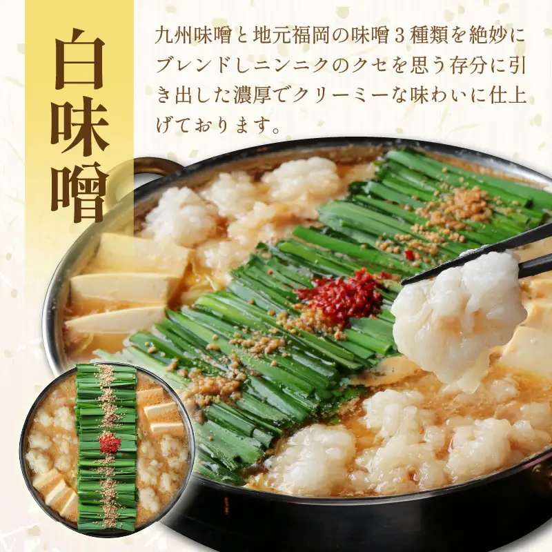 【国産牛もつ100%使用】もつ鍋白味噌セット 2人前【A8-028】