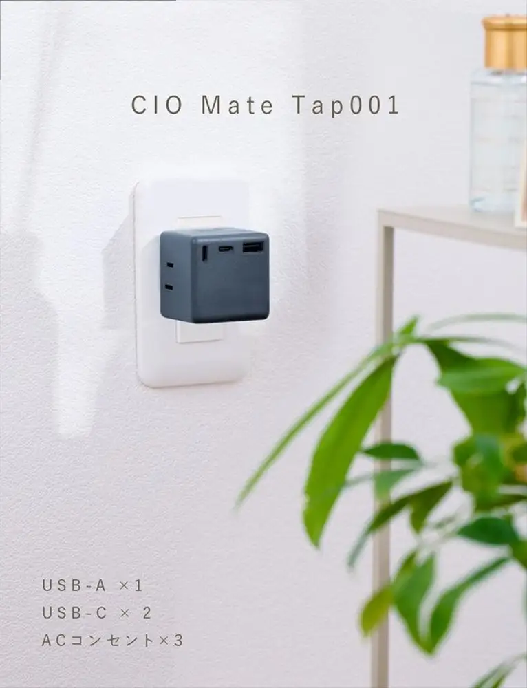 CIO 充電器 電源タップ コンセント マルチタップ 急速充電 USB-C×2 USB-A×1 Mate Tap001 ライトブラック [2685]