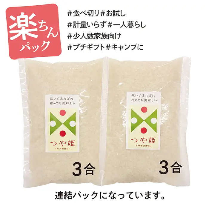 令和7年産 山形県産 つや姫 楽ちんパック 3合×20袋 計9kg