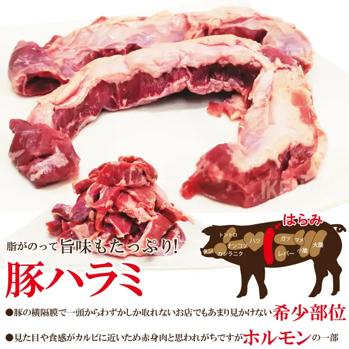 直営焼肉店の味たれ漬け 熟成豚ハラミ (1kg) 焼肉 豚肉 小分け 【ホルモン】【ho1682】