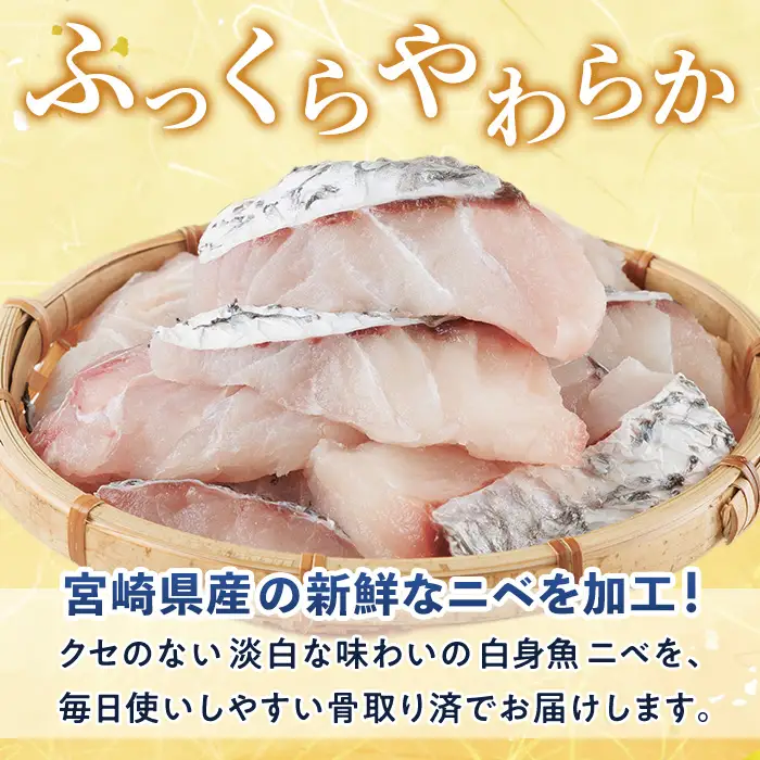 宮崎県産 骨取り 白身魚 ニベ 切身 (計1kg) カット済み 切り身 便利 小分け 冷凍 個別凍結 時短 国産【UZ-20】【請関水産】