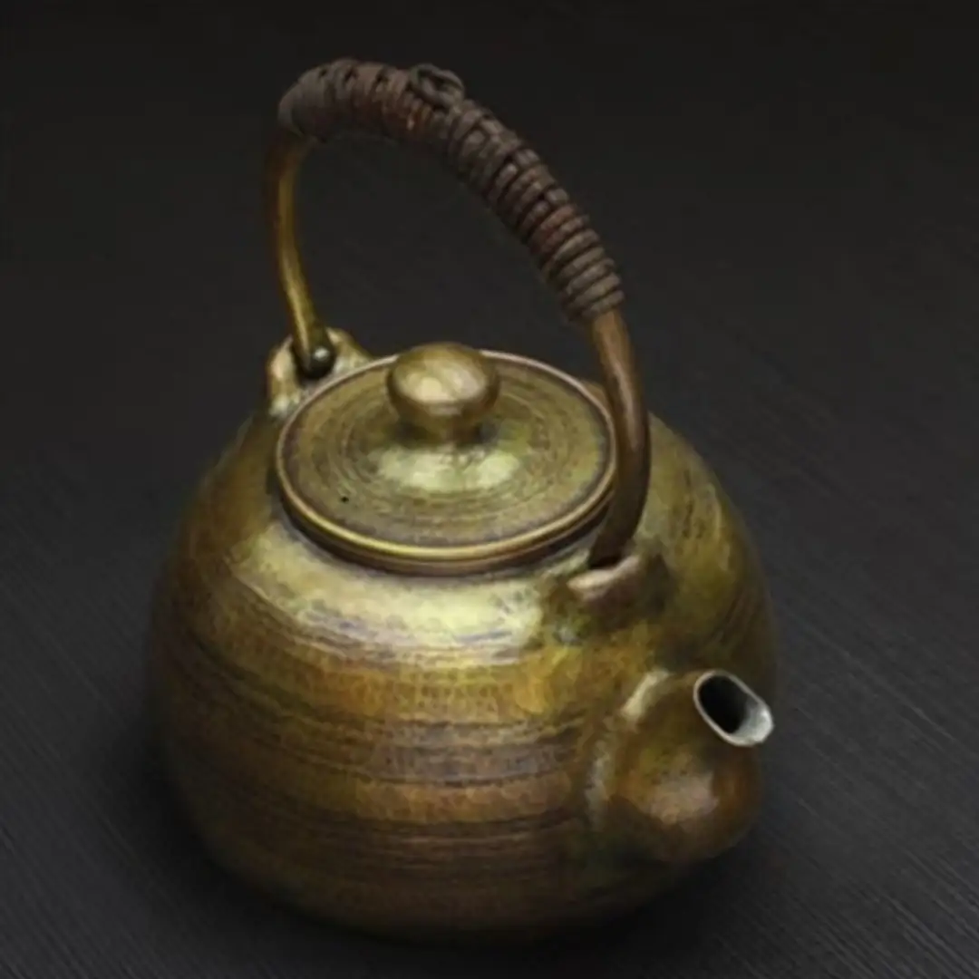 鎚起銅器 黄金色耳口打ち出し銅製湯沸かし(1500ml) 伝統技術 | 手作り 湯沸かし やかん 贈答品 プレセント 還暦祝い 新潟県 弥彦村 清雅堂