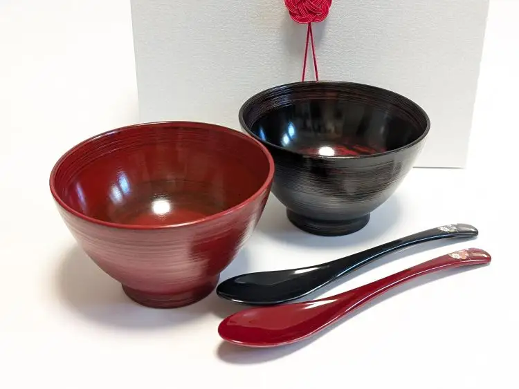夫婦茶漬椀と花嫁のれんスプーン【花嫁のれんオリジナルセット】