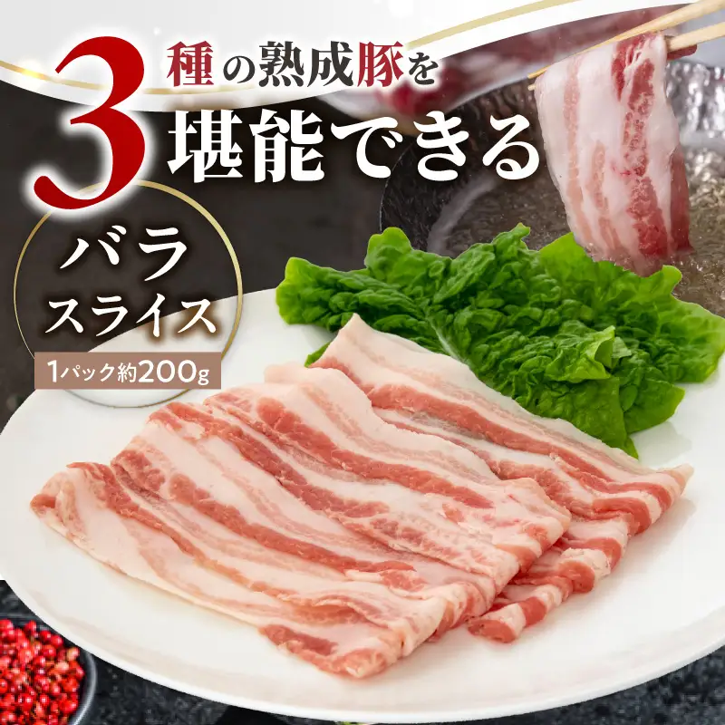 宮崎県産熟成豚 よくばり3種セットA-2（ステーキ2種 各2個/スライス1個）N0105-YA6607