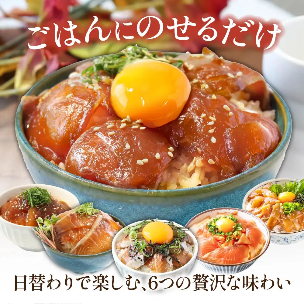 漬け丼6種セット 真鯛・ブリ・カンパチ・マグロ・サーモン・イカ 1食80g×各5P タイ 鰤 鮪 海鮮丼 刺身 海鮮 魚介 魚 お茶漬け 炊き込みご飯 惣菜 おかず 冷凍 配送