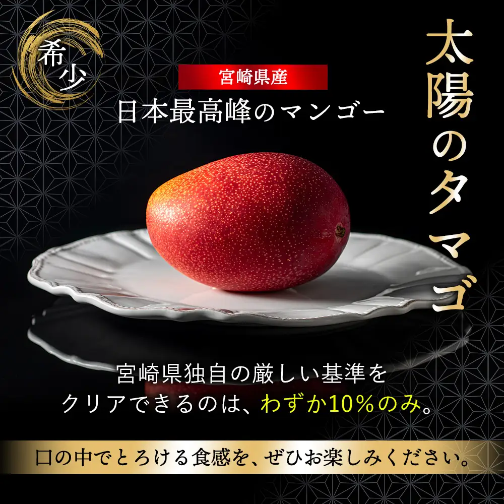 完熟マンゴー『太陽のタマゴ』３玉（約１kg）【JA綾町】_A0114-1011