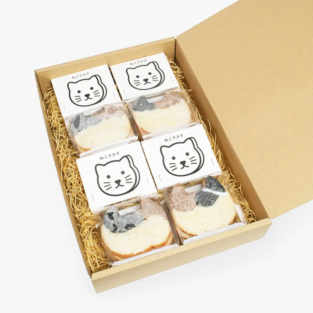 ねこラスク｜ふくしのおかし｜保護猫活動支援｜4袋セット（1袋3枚入り）｜小田原市