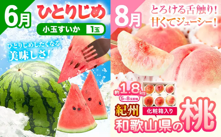 フルーツセット 果物セット(すいか 桃 ひらたねなし柿 みかん)【全4回】