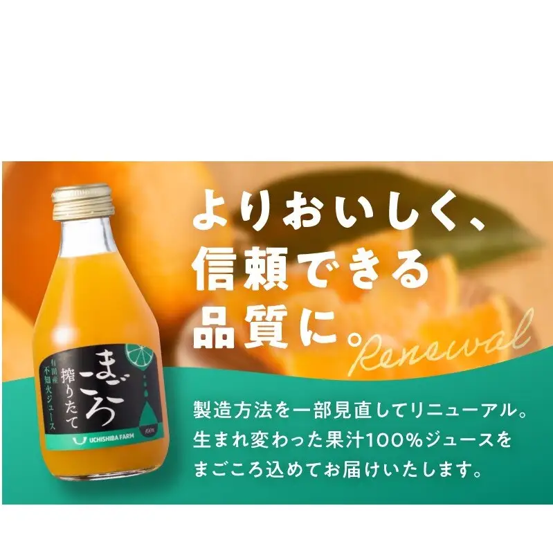 ZE6434_【まごころ搾りたて】不知火 100%ジュース 180ml × 6本