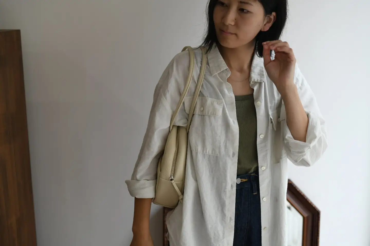 【horii.】 ラウンドバッグ "ソフト アドレ" アイボリー Soft Adore（66-22）PAGOT 本革 レザーバッグ レディースバッグ ショルダー ポシェット 受注生産