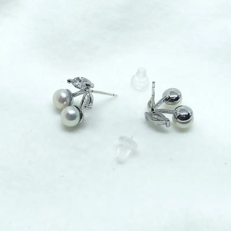 2115 真珠ピアス・さくらんぼ・R（淡水本真珠・ボタン） 贈り物 かわいい アクセサリー カジュアル オシャレ クリスマスプレゼント チェリー