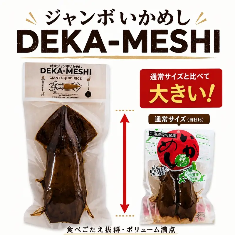 【森町名産】ジャンボいかめし「DEKA-MESHI」（デカめし）3尾 道産ネットミツハシ 森町 いかめし 烏賊めし イカ飯 惣菜 いか イカ 烏賊 レトルト 簡単調理 一人暮らし ふるさと納税 北海道 mr1-1412