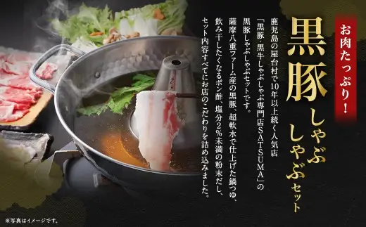 【定期便（6回・隔月・黒豚バラ）】黒豚・黒牛しゃぶしゃぶ専門店SATSUMA 温泉水の黒豚しゃぶしゃぶセット（4～6人前） 黒豚 しゃぶしゃぶ 豚肉 鹿児島 しゃぶしゃぶ肉 豚バラ JS-420-4
