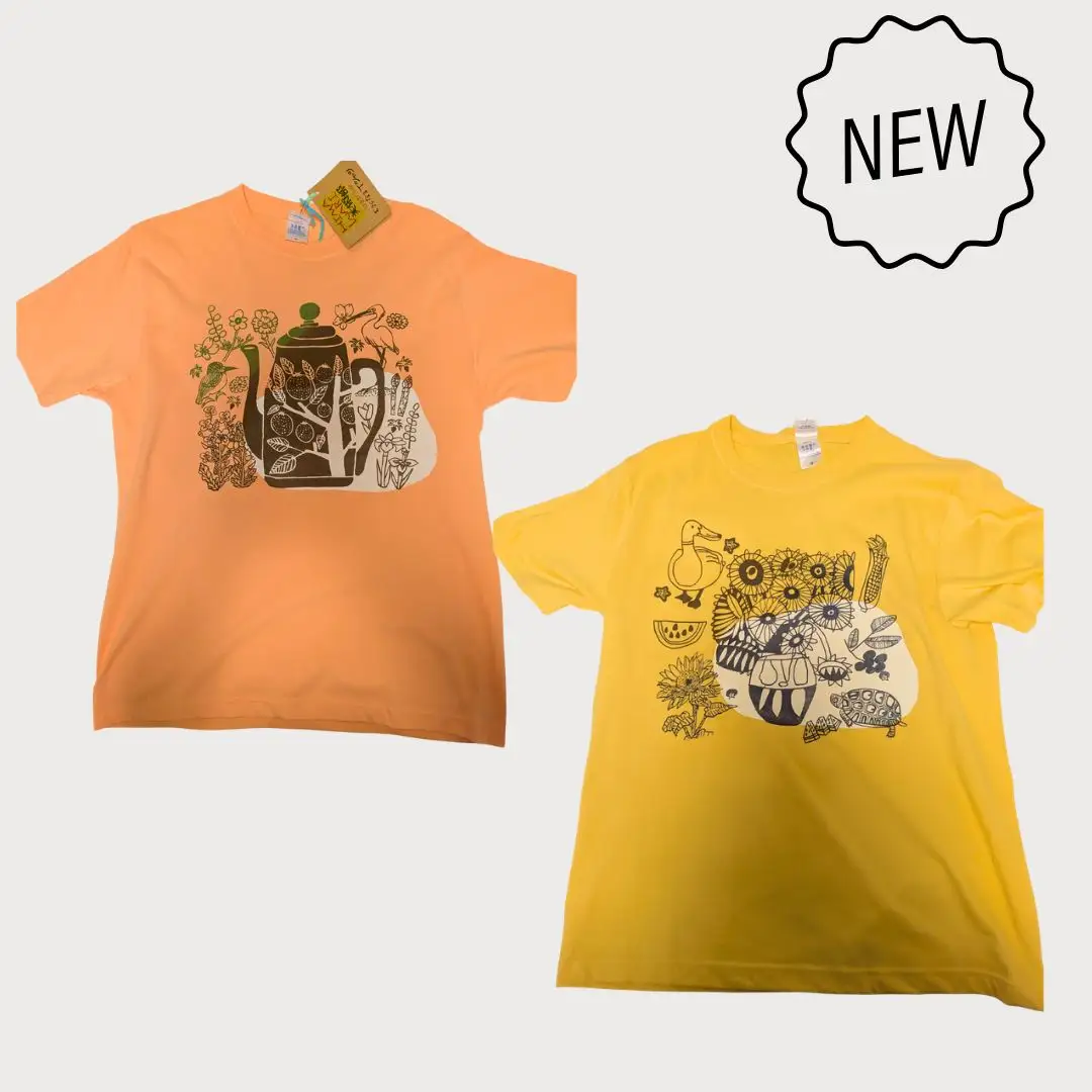 オリジナル 手刷り Tシャツ【夏 Mサイズ】メンズ レディース 半袖 ひまわり美術部