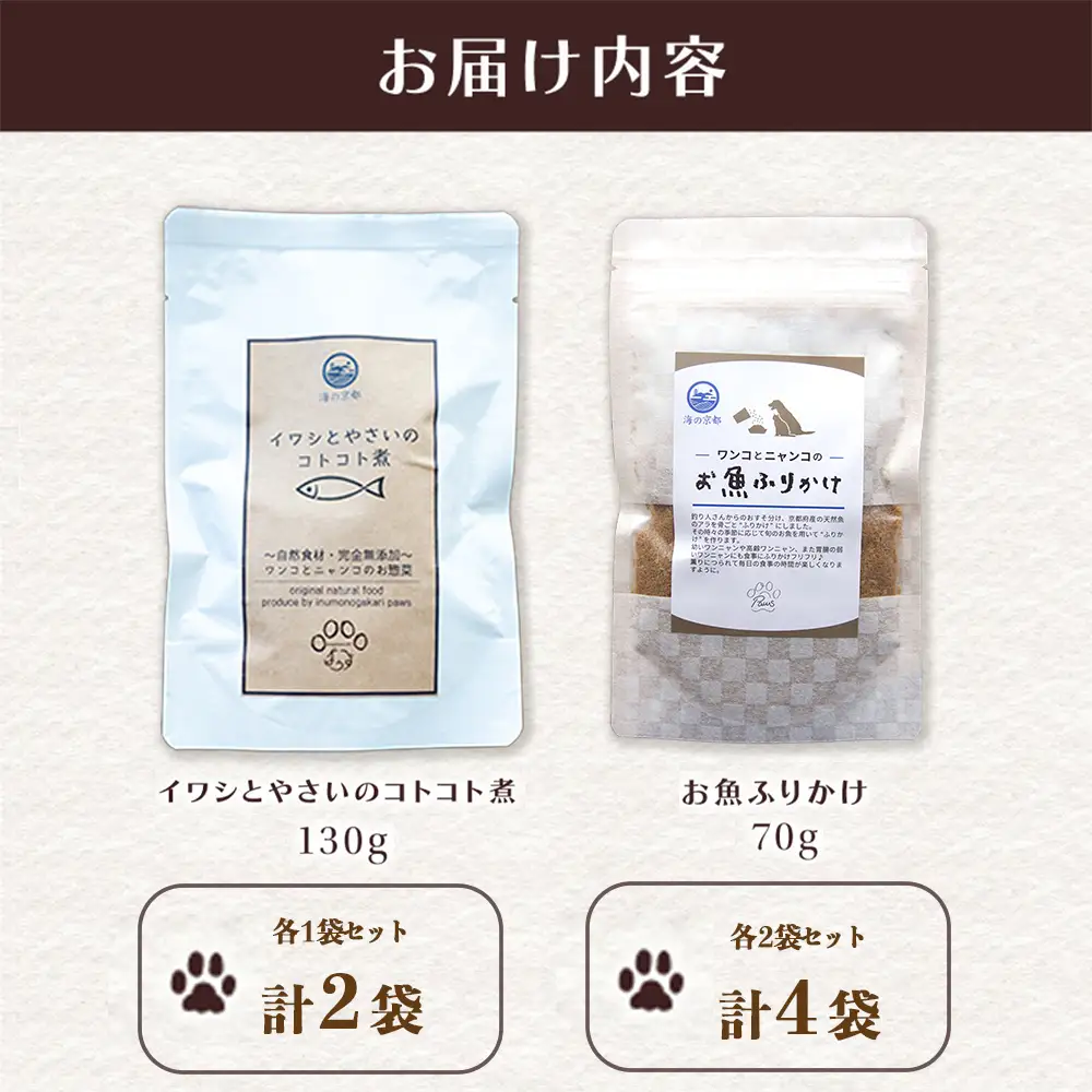 ペットフード イワシと国産野菜のコトコト煮とお魚ふりかけ セット 各2袋