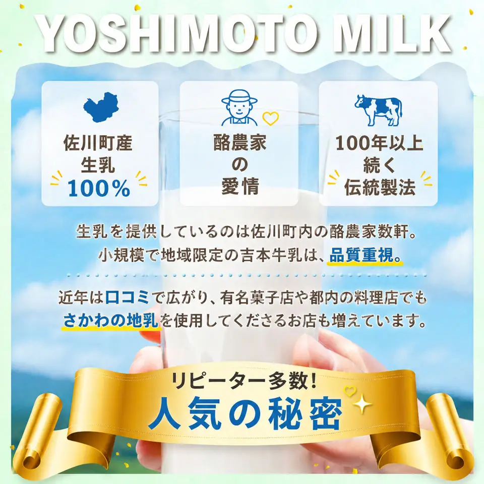 【ふるさと納税】＜吉本牛乳 （ さかわの地乳 ）1L × 合計30本 セット（隔週 ５回発送 ／ 定期便）＞ 吉本乳業 高知県 佐川町【冷蔵】成分無調整 隔週届く 佐川町産生乳100％ 1000ml ぢちち NHKあさイチで紹介されました！