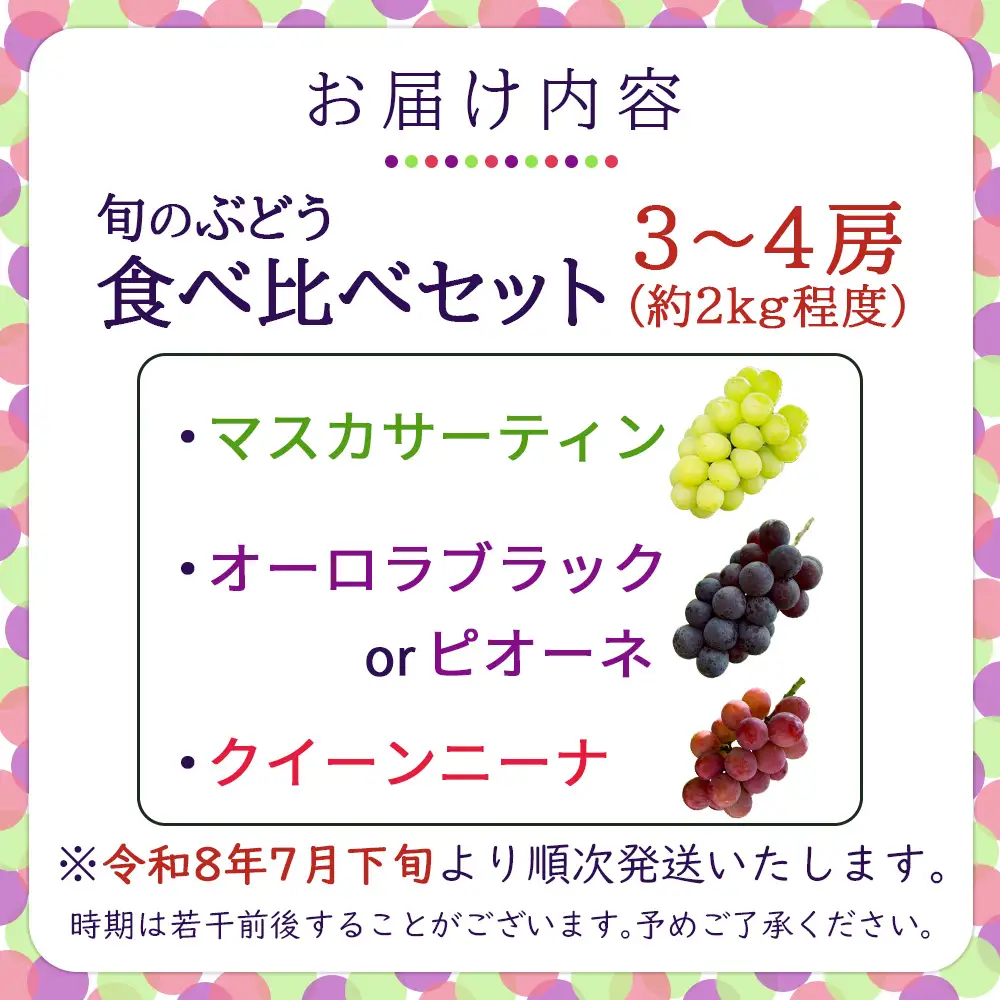 旬のぶどう３種食べ比べ アソート 計2kg程度（ マスカサーティン オーロラブラック・ピオーネ クイーンニーナ ） ぶどう ブドウ マスカサーティン シャイン マスカット フルーツ 果物 ぶどう食べ比べ